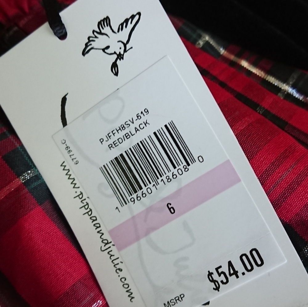 Pippa & Julie Velvet Plaid Dress In Plaid Red & Black Girl Dress Size 6 — image 8 of 8
